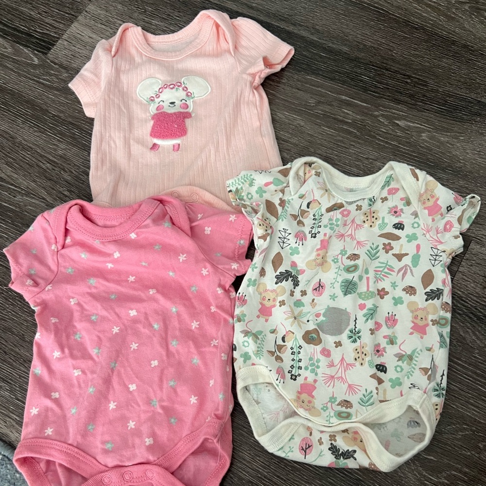 Pink and White Floral Baby Onesies